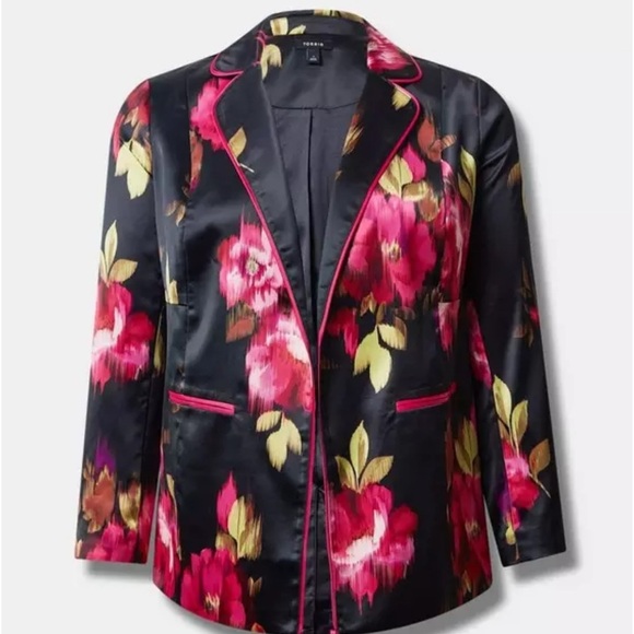 Torrid Black and Pink Floral Blazer - Picture 1 of 6
